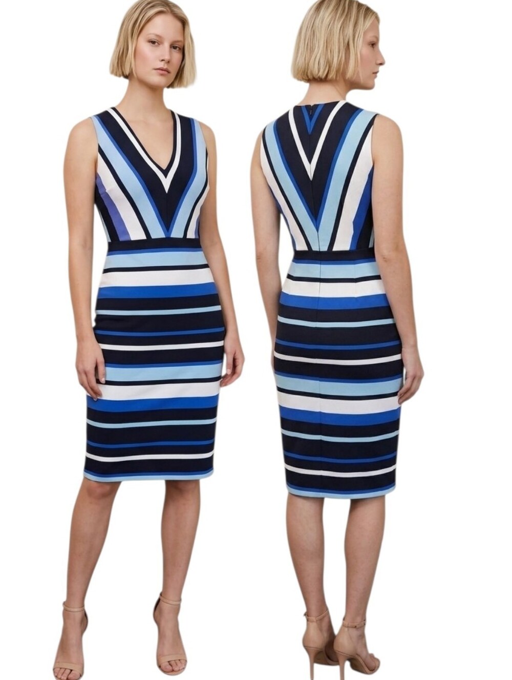 BANANA REPUBLIC Nautical Striped Stretch Sheath Dress - Size 6
